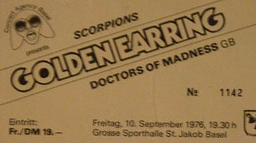 Golden Earring show ticket#1247 September 10, 1976 Basel - Sporthalle